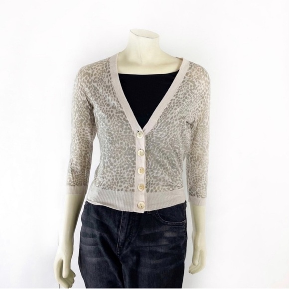 White + Warren Sweaters - White + Warren cashmere leopard print cardigan size L